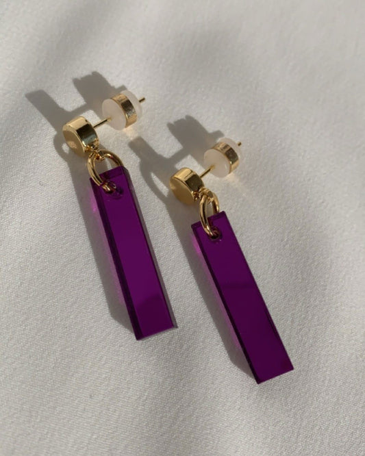 Short Stick Earrings - Amethyst Earrings ISLYNYC