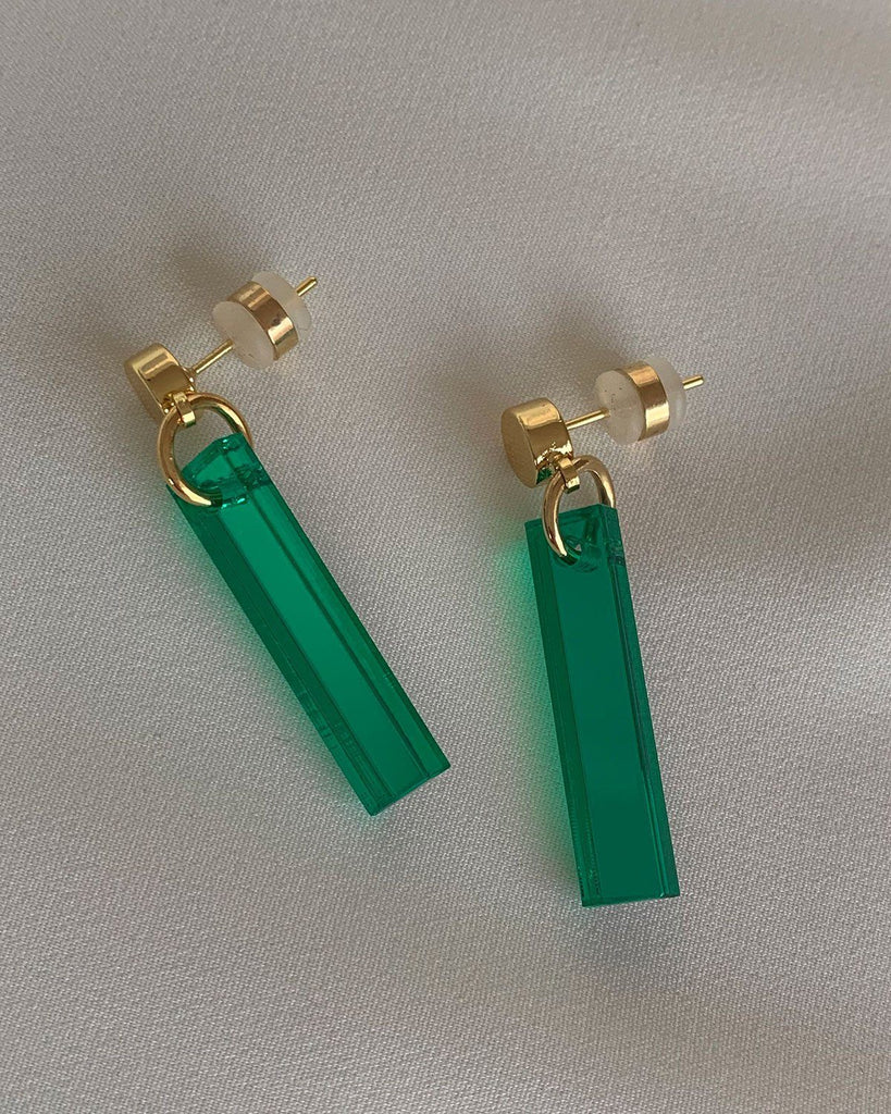 Short Stick Earrings - Emerald Earrings ISLYNYC 