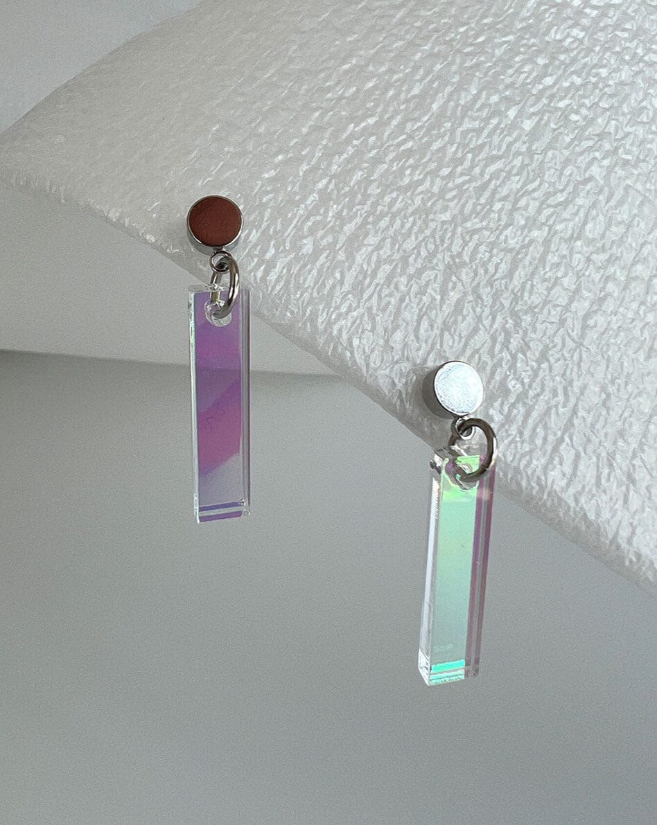 Short Stick Earrings - Iridescent/Silver Earrings ISLYNYC