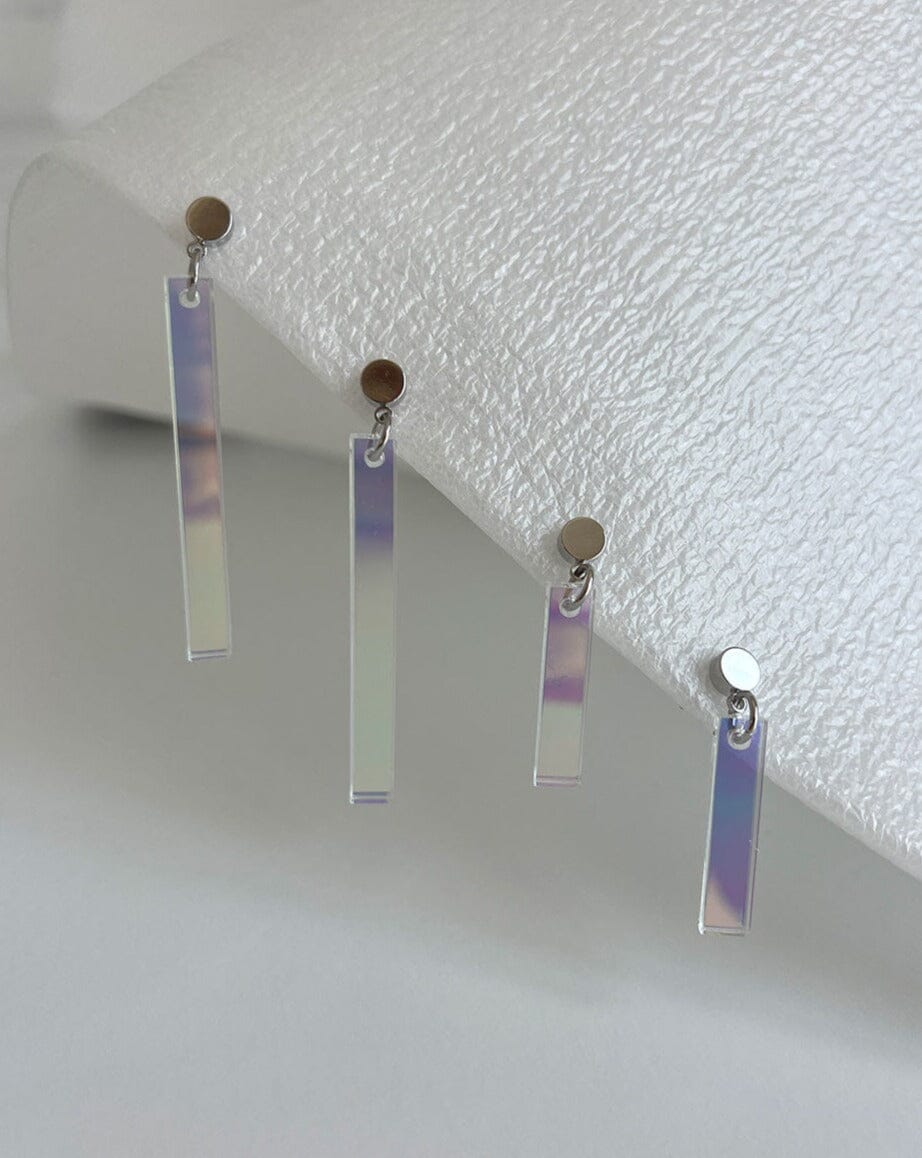 Short Stick Earrings - Iridescent/Silver Earrings ISLYNYC