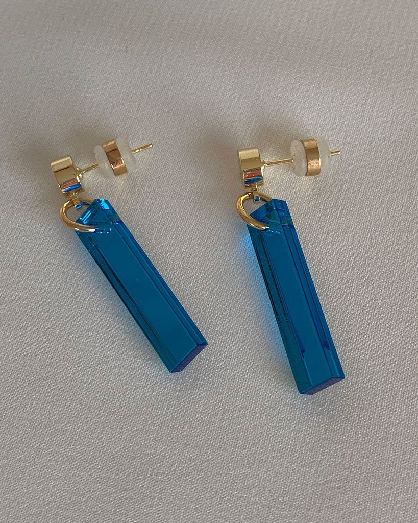 Short Stick Earrings - Sapphire Earrings ISLYNYC 