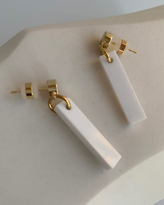 Short Stick Earrings - White EARRINGS ISLYNYC