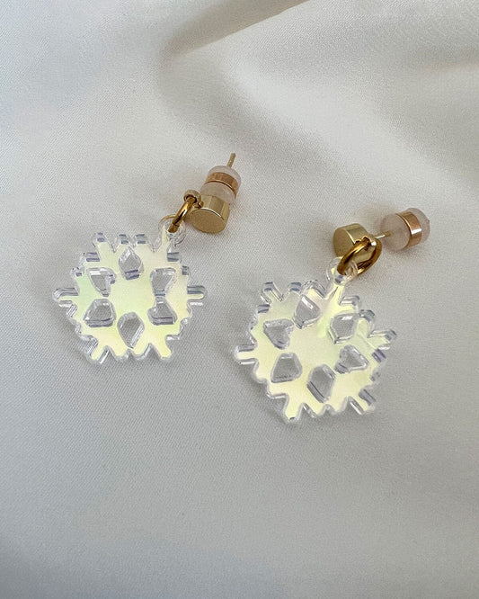 Snowflake Charm Earrings - Iridescent EARRINGS ISLYNYC