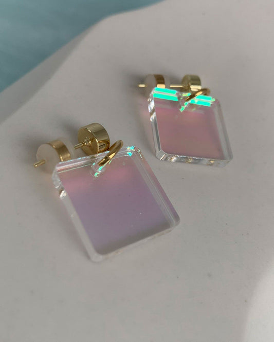 Square Charm Earrings - Iridescent EARRINGS ISLYNYC