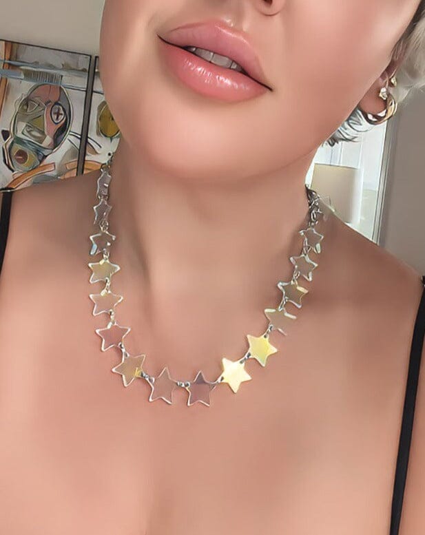 Star Charm Choker - Iridescent/Silver Necklaces ISLYNYC