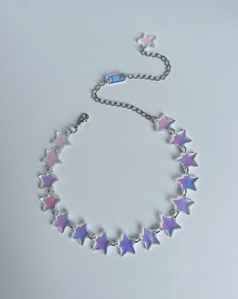 Star Charm Choker - Iridescent/Silver Necklaces ISLYNYC 