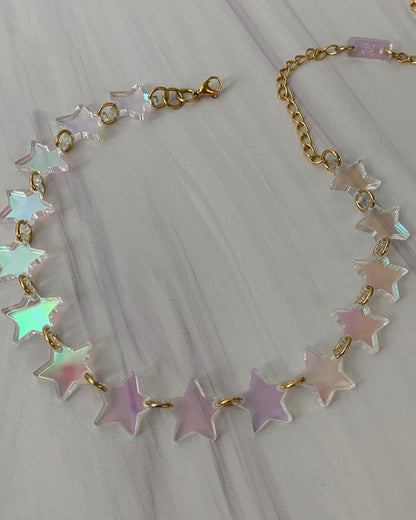 Star Charm Choker/Necklace - Iridescent Necklaces ISLYNYC