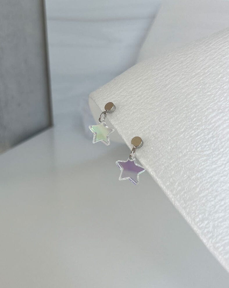 Star Charm Earrings - Iridescent/Silver Earrings ISLYNYC