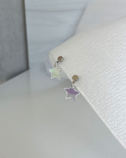 Star Charm Earrings - Iridescent/Silver Earrings ISLYNYC