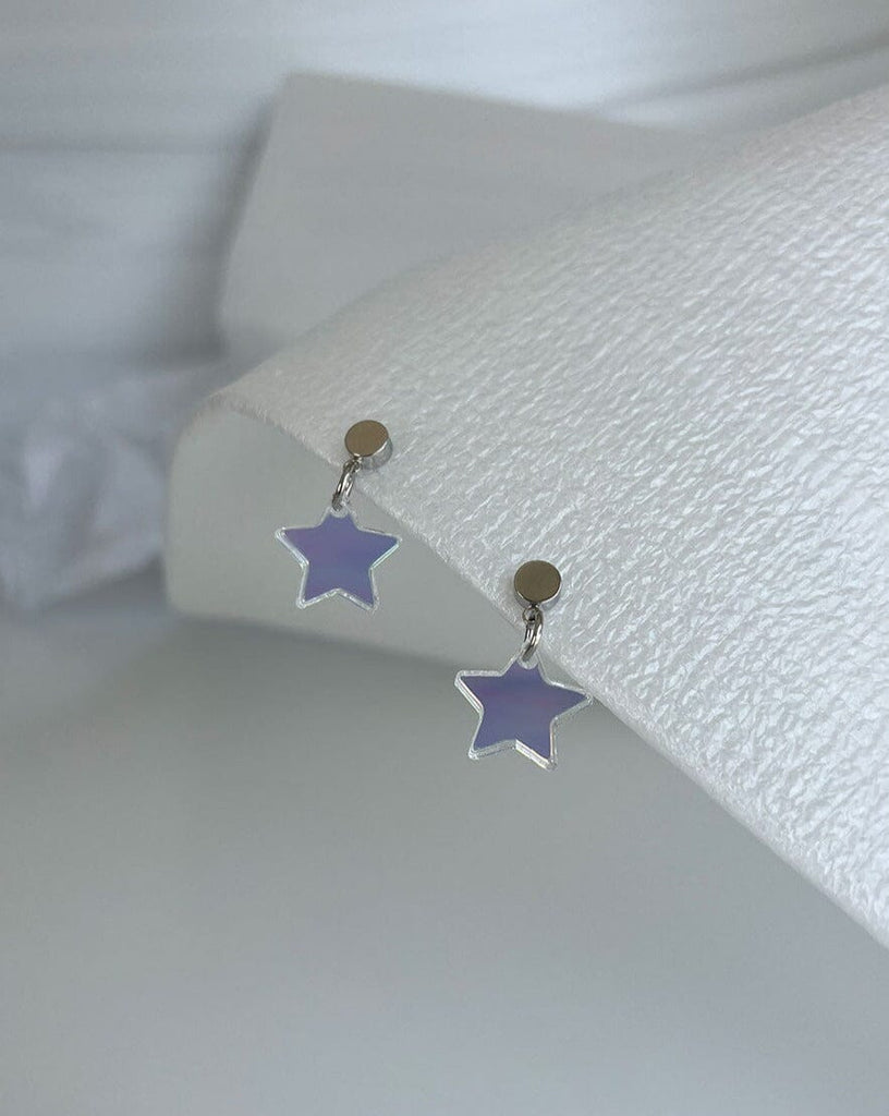 Star Charm Earrings - Iridescent/Silver Earrings ISLYNYC