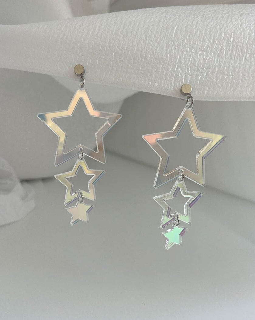 Star Drop Earrings - Iridescent/Silver Earrings ISLYNYC