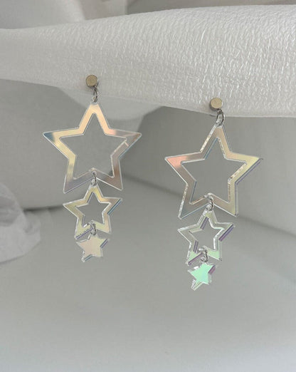 Star Drop Earrings - Iridescent/Silver Earrings ISLYNYC