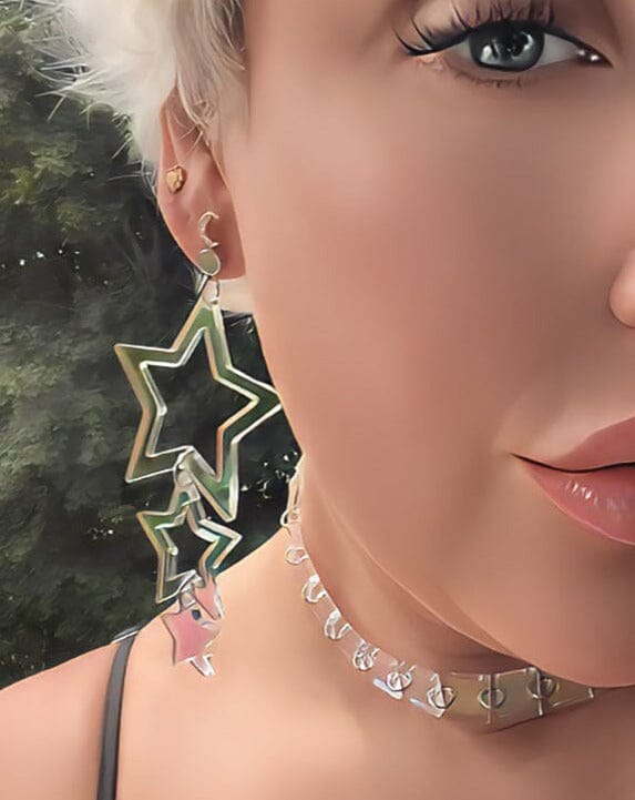 Star Drop Earrings - Iridescent/Silver Earrings ISLYNYC