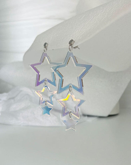 Star Drop Earrings - Iridescent/Silver Earrings ISLYNYC