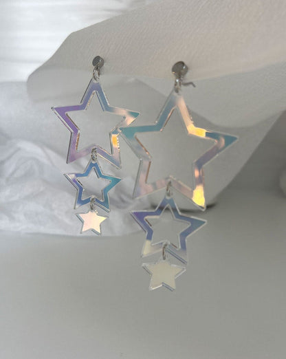 Star Drop Earrings - Iridescent/Silver Earrings ISLYNYC