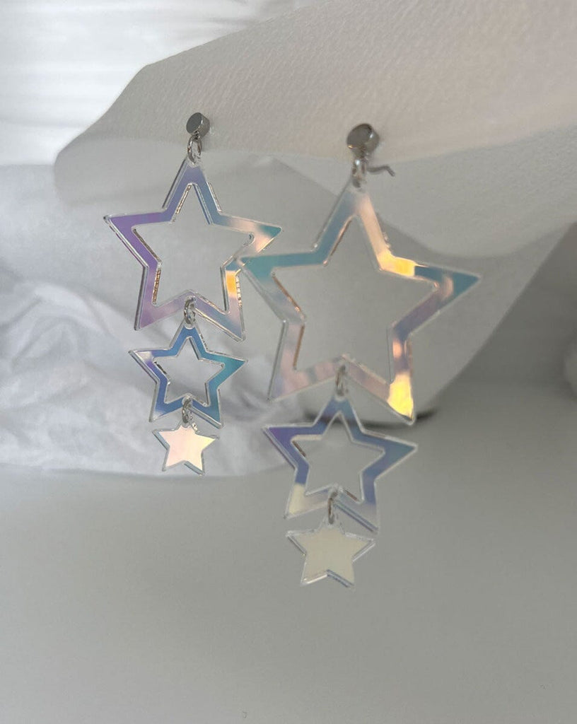Star Drop Earrings - Iridescent/Silver Earrings ISLYNYC 