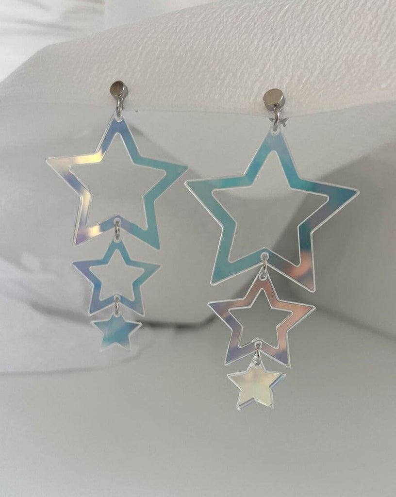 Star Drop Earrings - Iridescent/Silver Earrings ISLYNYC 