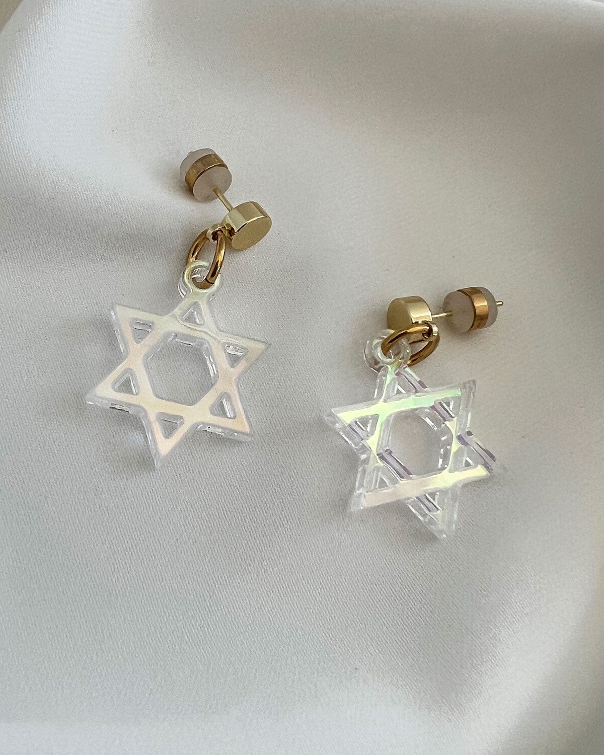 Star of David Charm Earrings - Iridescent EARRINGS ISLYNYC