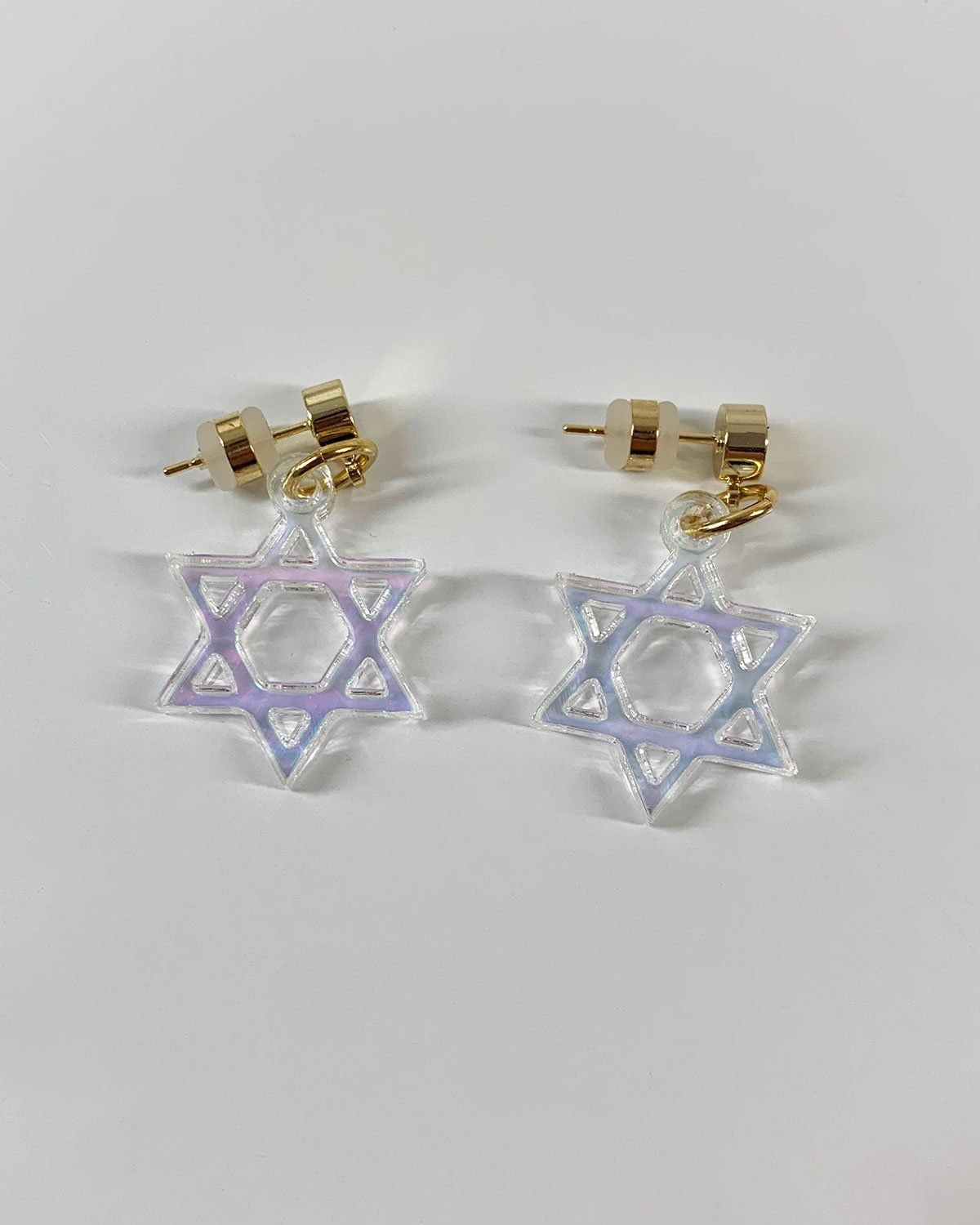 Star of David Charm Earrings - Iridescent EARRINGS ISLYNYC