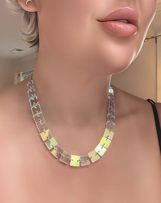 Tennis Choker - Iridescent/Silver Necklaces ISLYNYC