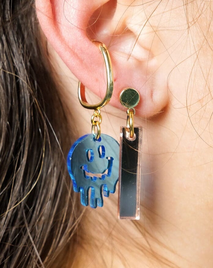 Thin Ear Cuff - Blue Melting Smiley Earrings ISLYNYC 